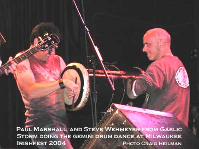 Paul and Steve Wehrmeyer of Gaelic Storm playing the world's first 2 player bodhran